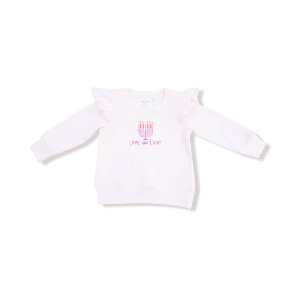 NEW ANGEL DEAR kids' hanukkah ruffle shoulder sweatshirt in white
